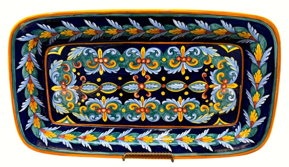 Vintage Deruta Italy Hand Painted Majolica 17.5" Rectangular Serving Platter